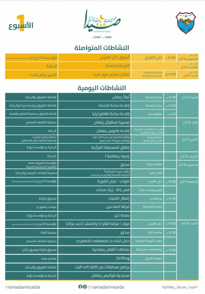 إطلاق برنامج وأنشطة الأسبوع الأول لشهر رمضان المبارك إطلاق برنامج وأنشطة الأسبوع الأول لشهر رمضان المبارك